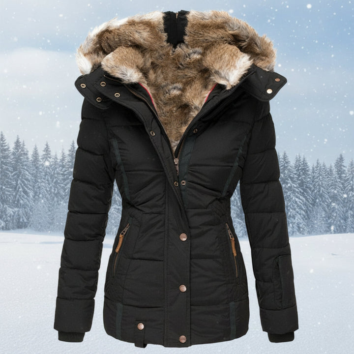 Mirla | Parka Dam - Stepp-puffjacka med konstpälsluva-Eva Jonsson