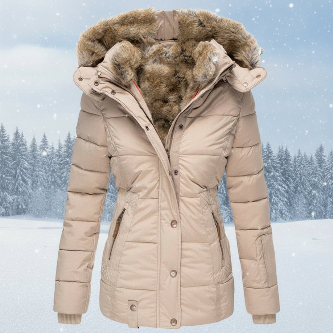Mirla | Parka Dam - Stepp-puffjacka med konstpälsluva-Eva Jonsson