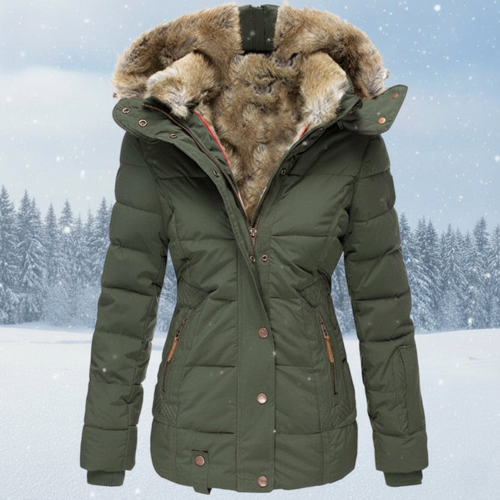 Mirla | Parka Dam - Stepp-puffjacka med konstpälsluva-Eva Jonsson