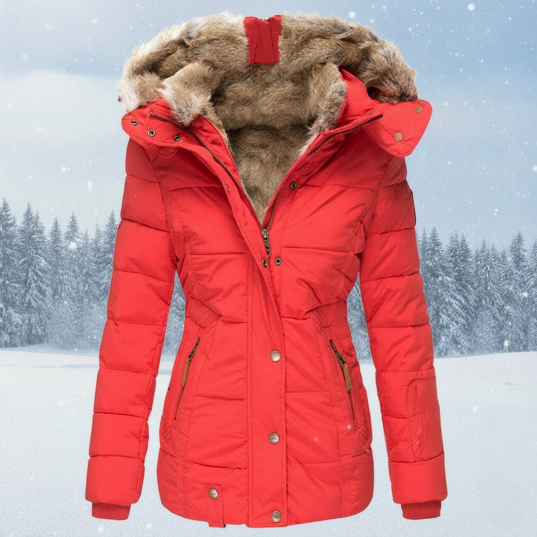 Mirla | Parka Dam - Stepp-puffjacka med konstpälsluva-Eva Jonsson