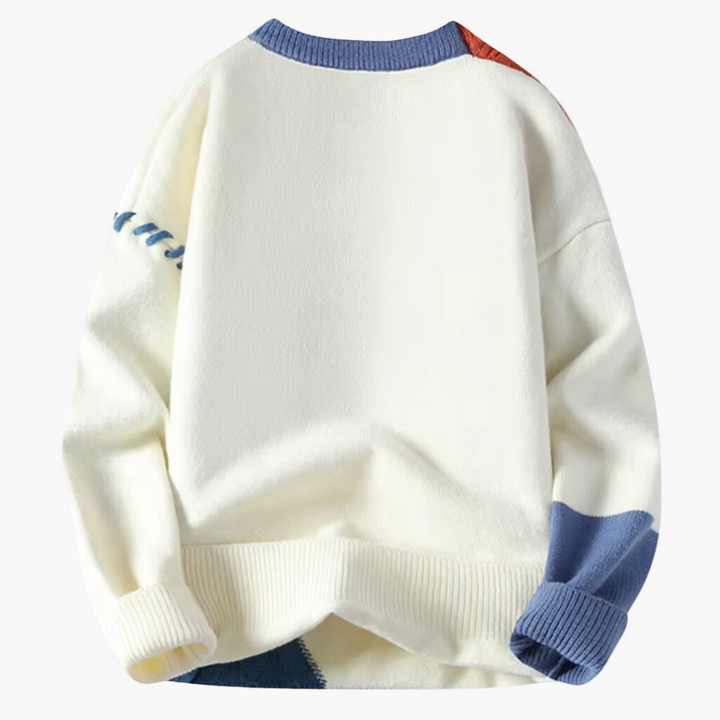 Mirla | Patchwork Stickad Tröja I Modern Design - Perfekt för Höst och Vinter-Eva Jonsson