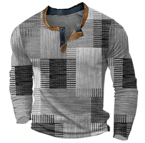 Mirla | Patchwork Stickad Tröja - Modern Henley-Stil för Höst & Vinter-Eva Jonsson
