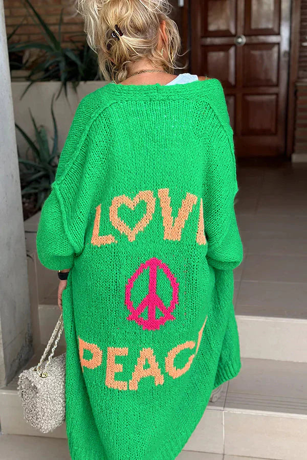 Mirla | Peace Mode Trendig Stickad Jacka-Eva Jonsson