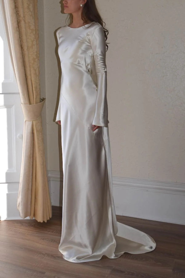 Mirla | Pearl Eden Satin Bakre Öppen Cowl Neck Gown Maxi Klänning-Eva Jonsson