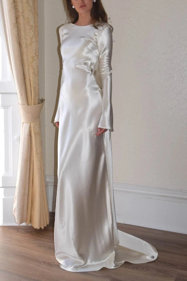 Mirla | Pearl Eden Satin Bakre Öppen Cowl Neck Gown Maxi Klänning-Eva Jonsson