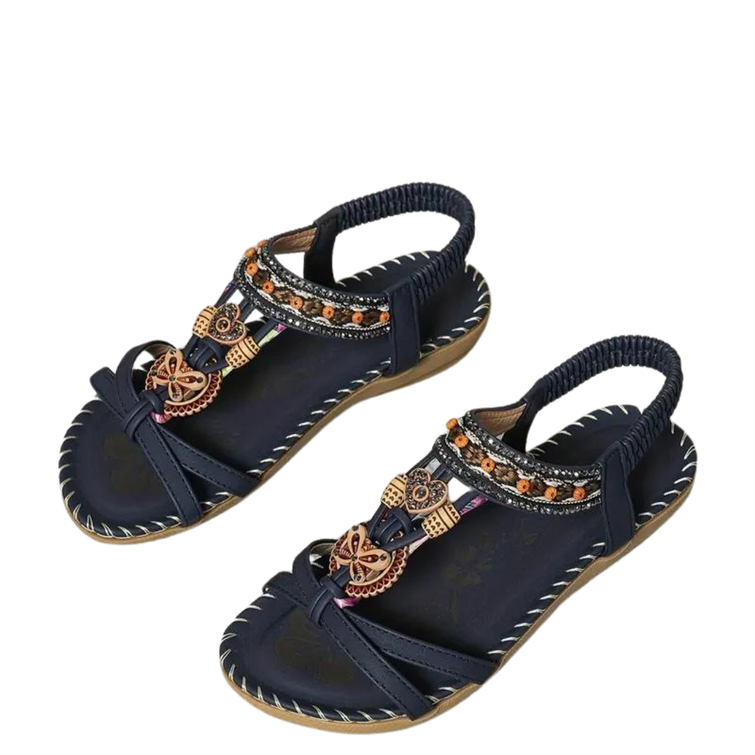 Mirla | Platta Sandaler - Boho - Strass Fjäril-Eva Jonsson