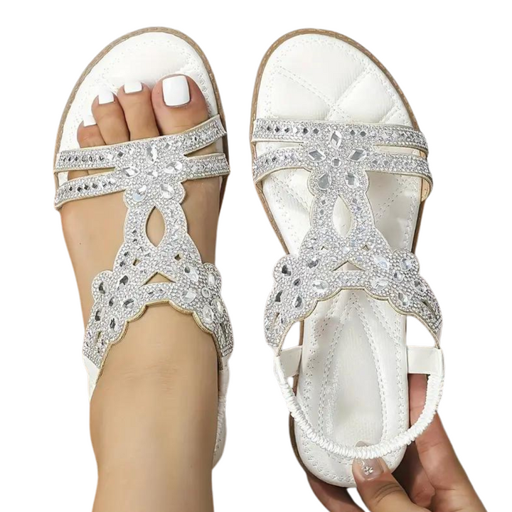 Mirla | Platta Sandaler - Snygg - Elastiskt Vristband-Eva Jonsson