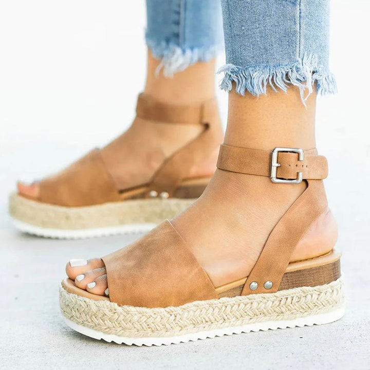 Mirla | Plattform Sandaler Espadrille-sula Justerbar vristrem Tårem-Eva Jonsson