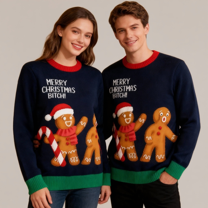 Mirla | Playful Cartoon-Print Holiday Sweater - Consciously Festive Feature-Eva Jonsson