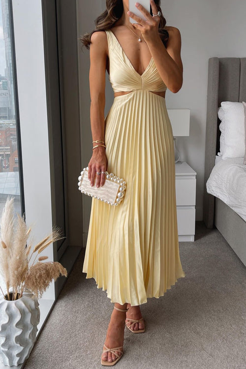 Mirla | Plisserad Plunge Midi-klänning-Eva Jonsson