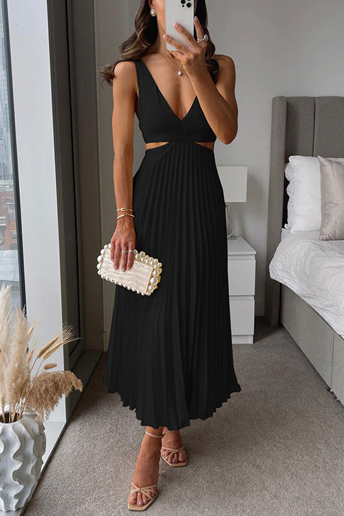 Mirla | Plisserad Plunge Midi-klänning-Eva Jonsson