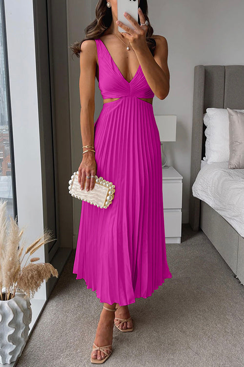 Mirla | Plisserad Plunge Midi-klänning-Eva Jonsson