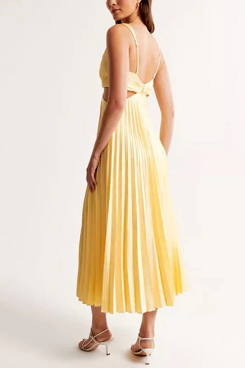Mirla | Plisserad Plunge Midi-klänning-Eva Jonsson