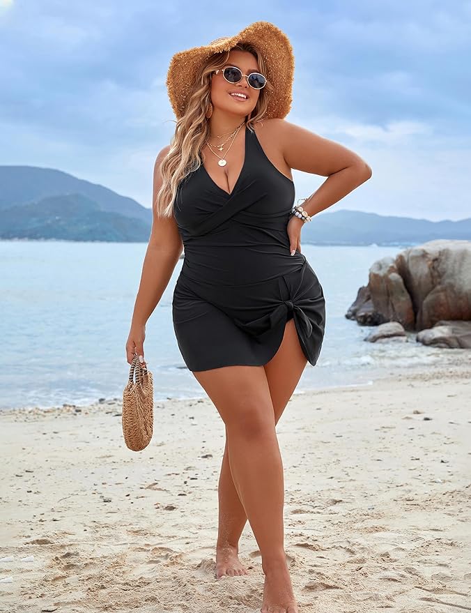 Mirla | Plus Size Endelag Badklänning Baddräkt Magkontroll Badkläder-Eva Jonsson