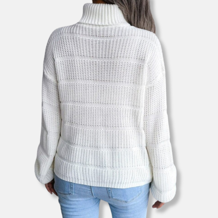 Mirla | Polotröja Mjuk stickad material Ribbad look Lös passform Långärmad-Eva Jonsson