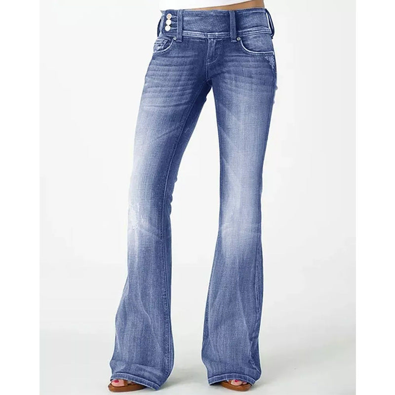 Mirla | Populär vintageskärning sidoknapp hög midje skinny jeans-Eva Jonsson