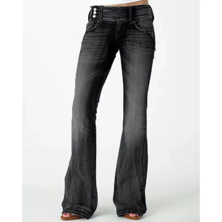 Mirla | Populär vintageskärning sidoknapp hög midje skinny jeans-Eva Jonsson
