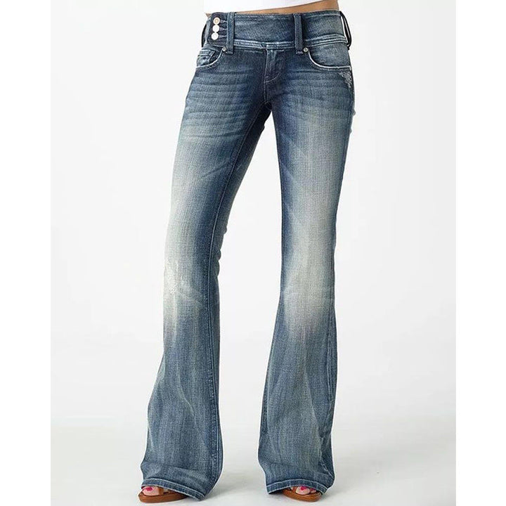 Mirla | Populär vintageskärning sidoknapp hög midje skinny jeans-Eva Jonsson