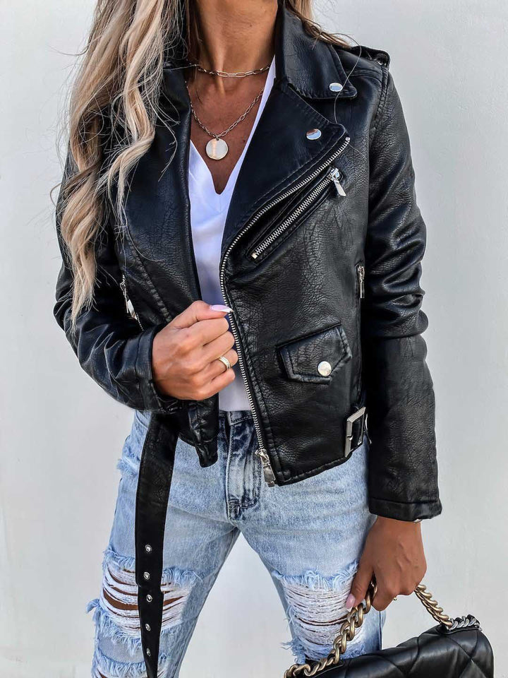 Mirla-Pu-läderkappa Kort dragkedja-jacka-Eva Jonsson