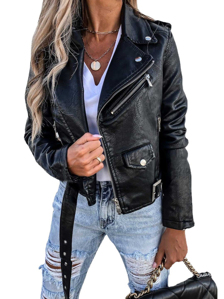 Mirla-Pu-läderkappa Kort dragkedja-jacka-Eva Jonsson