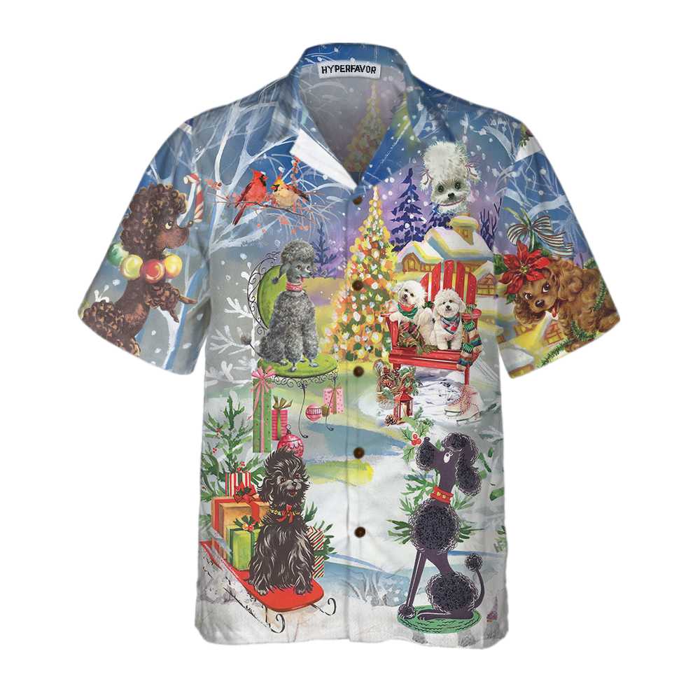 Mirla | Pudel Genom Snön Hawaii Shirt Rolig Julskjorta För Män & Kvinnor Bästa Julklappen-Eva Jonsson