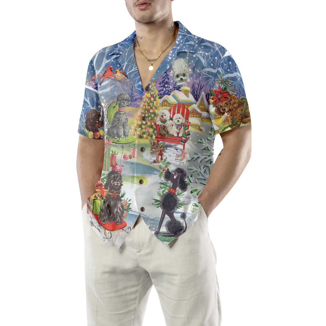 Mirla | Pudel Genom Snön Hawaii Shirt Rolig Julskjorta För Män & Kvinnor Bästa Julklappen-Eva Jonsson