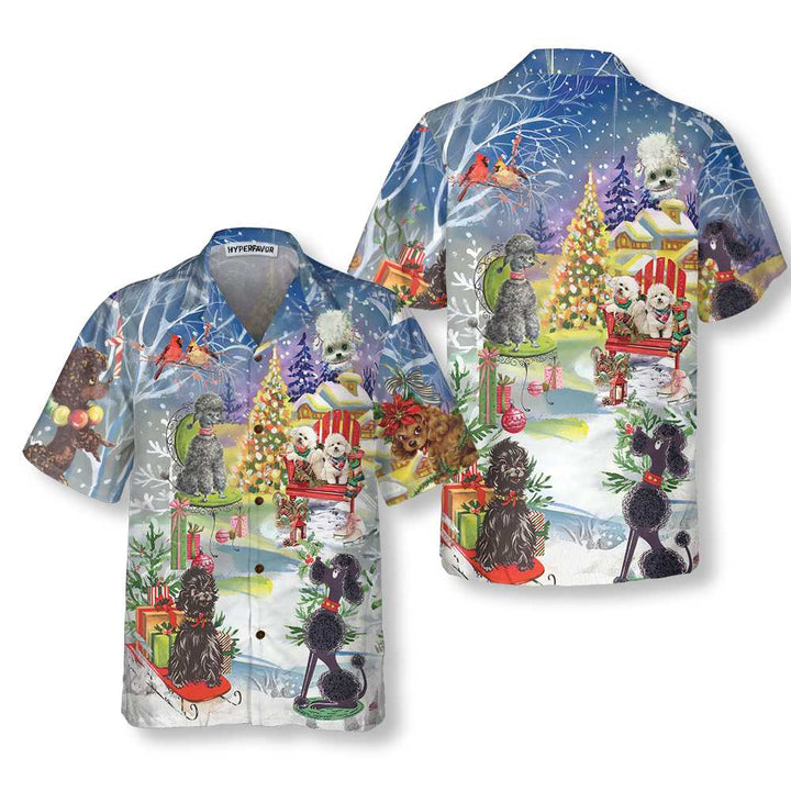 Mirla | Pudel Genom Snön Hawaii Shirt Rolig Julskjorta För Män & Kvinnor Bästa Julklappen-Eva Jonsson