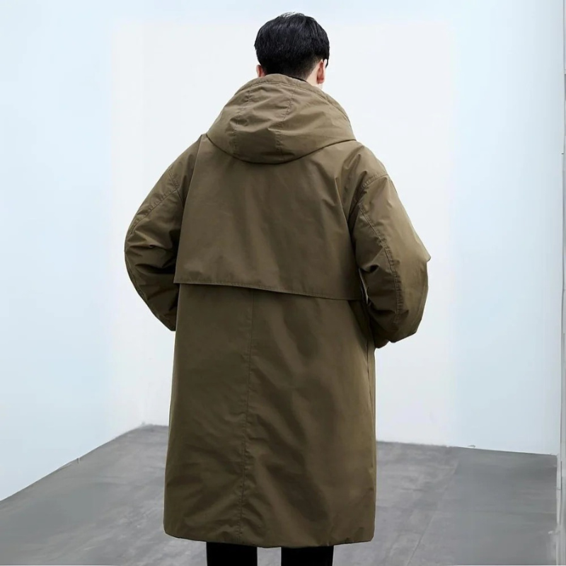 Mirla | Puffer-trenchcoat med huva Lång vattentät jacka-Eva Jonsson