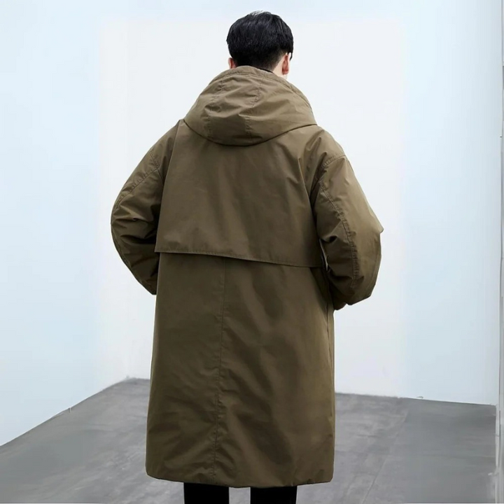 Mirla | Puffer-trenchcoat med huva Lång vattentät jacka-Eva Jonsson