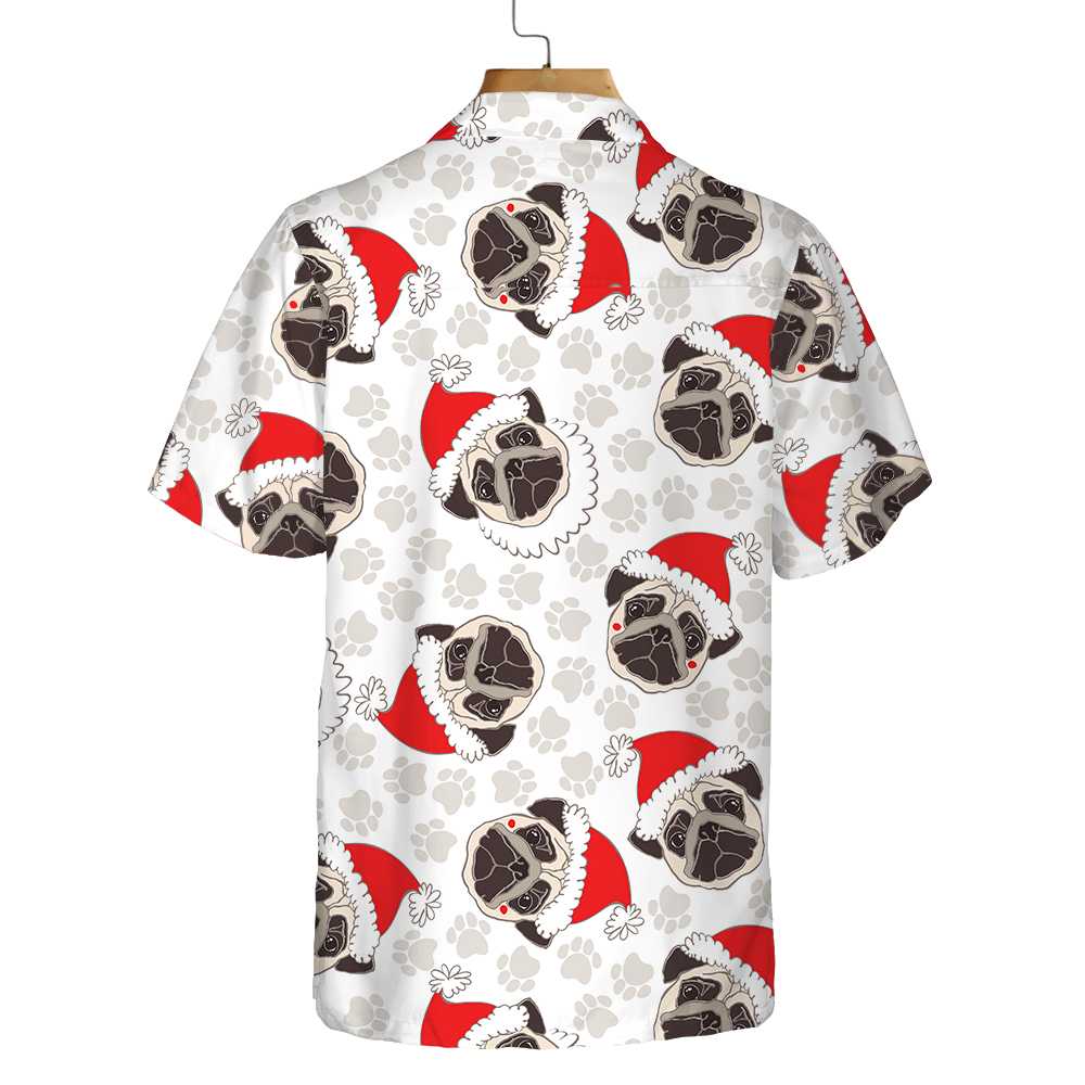 Mirla | Pug Hund I Santa Hatt Hawaii Skjorta Rolig Hund Jul Skjorta Julklapp För Pug Älskare-Eva Jonsson
