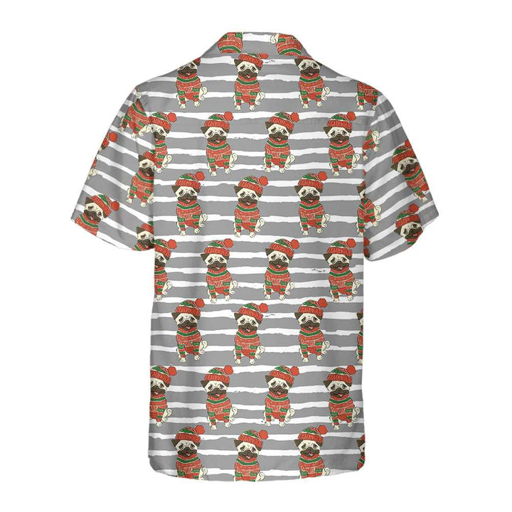 Mirla | Pug In Sweatshirt och Vintermössa Hawaiian Shirt Roligt Pug Jul Shirt-Eva Jonsson