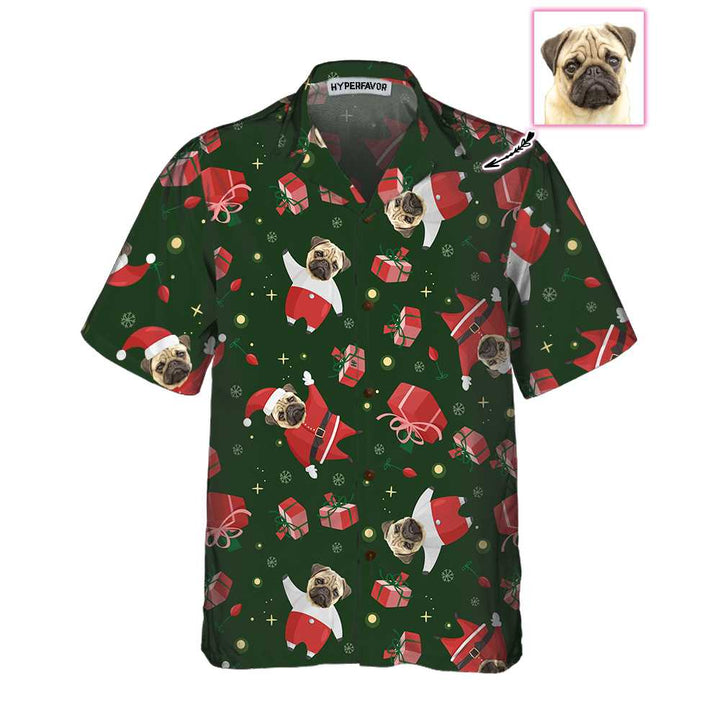 Mirla | Pug Santa Anpassad Hawaii Skjorta Pug Julskjorta För Män & Kvinna Personlig Julklappidé-Eva Jonsson