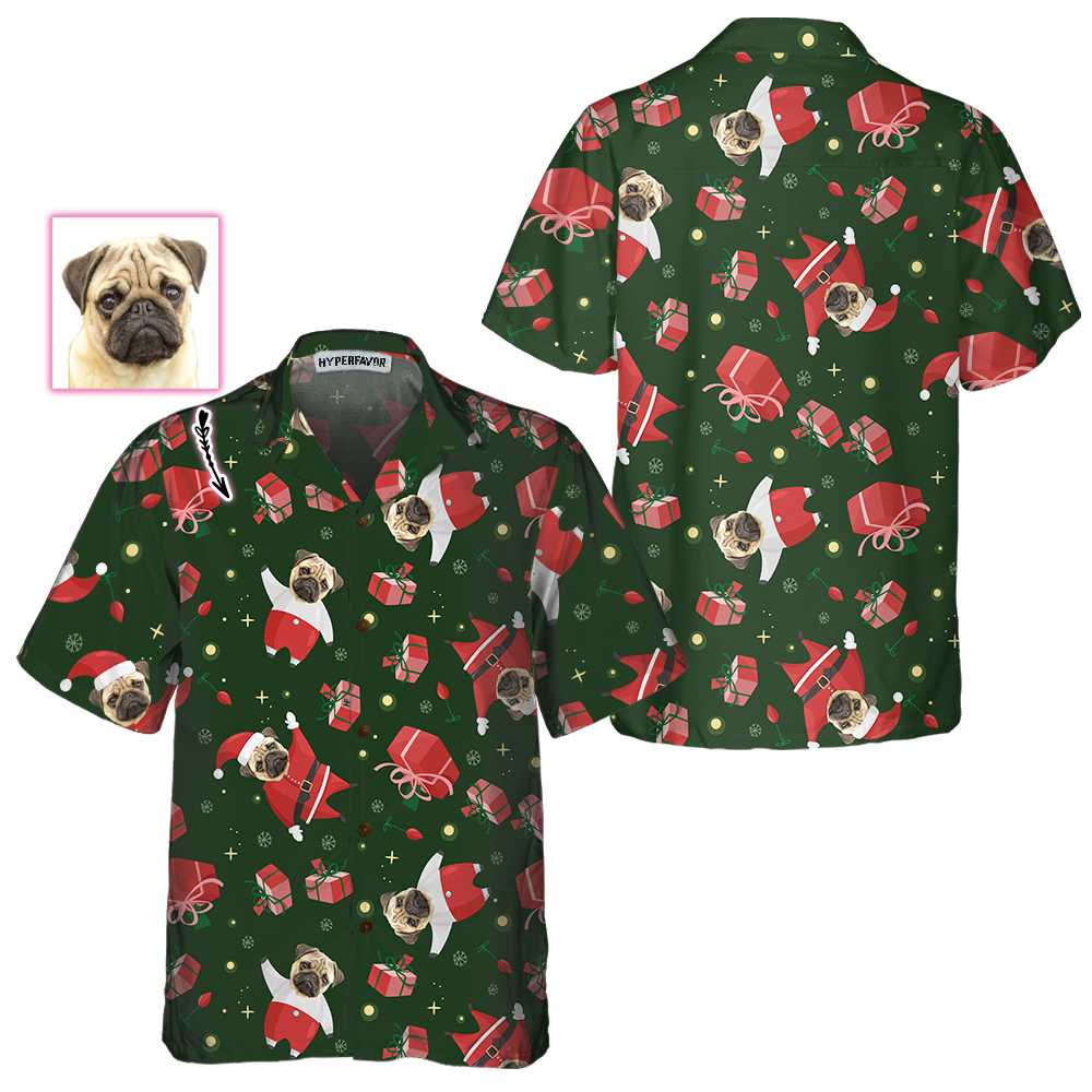 Mirla | Pug Santa Anpassad Hawaii Skjorta Pug Julskjorta För Män & Kvinna Personlig Julklappidé-Eva Jonsson