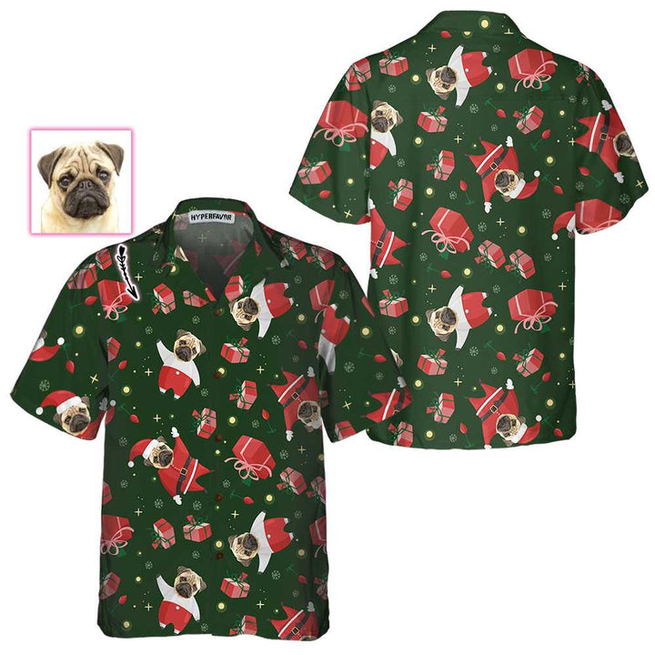 Mirla | Pug Santa Anpassad Hawaii Skjorta Pug Julskjorta För Män & Kvinna Personlig Julklappidé-Eva Jonsson