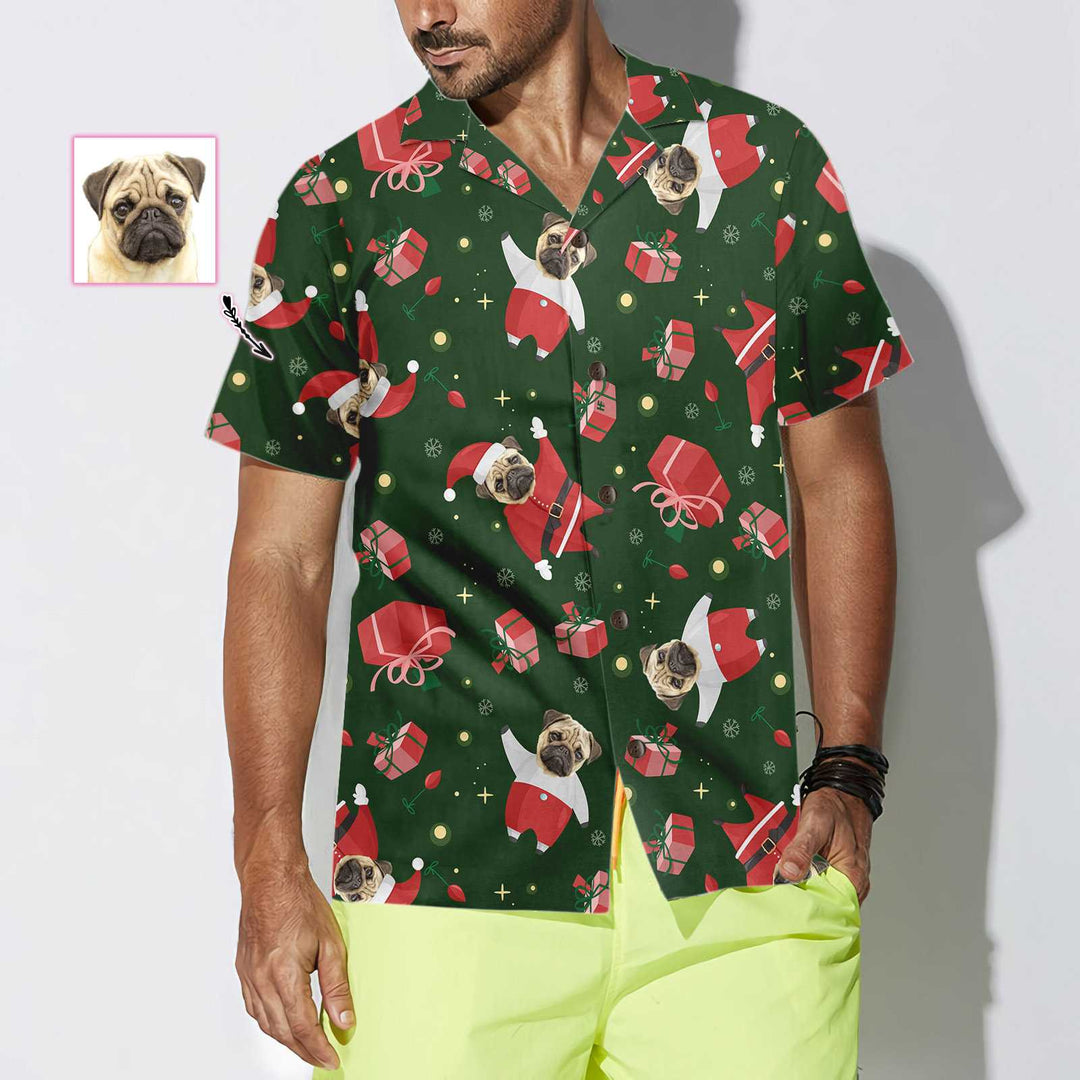 Mirla | Pug Santa Anpassad Hawaii Skjorta Pug Julskjorta För Män & Kvinna Personlig Julklappidé-Eva Jonsson
