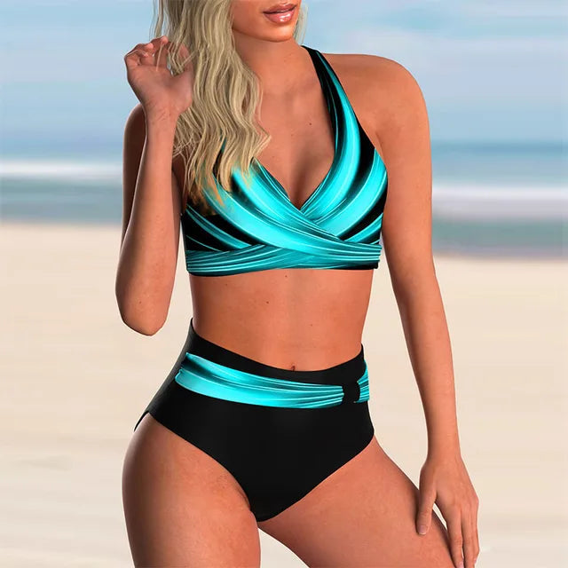 Mirla | Push Up Halter Bikinisats med Hög Midja för Damer-Eva Jonsson