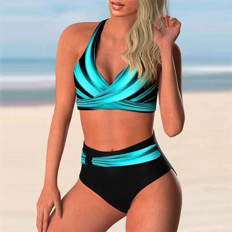 Mirla | Push Up Halter Bikinisats med Hög Midja för Damer-Eva Jonsson