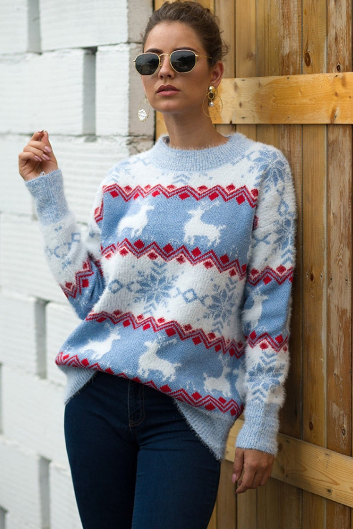 Mirla | Randig Jul Snö Vilt Pullover-Eva Jonsson