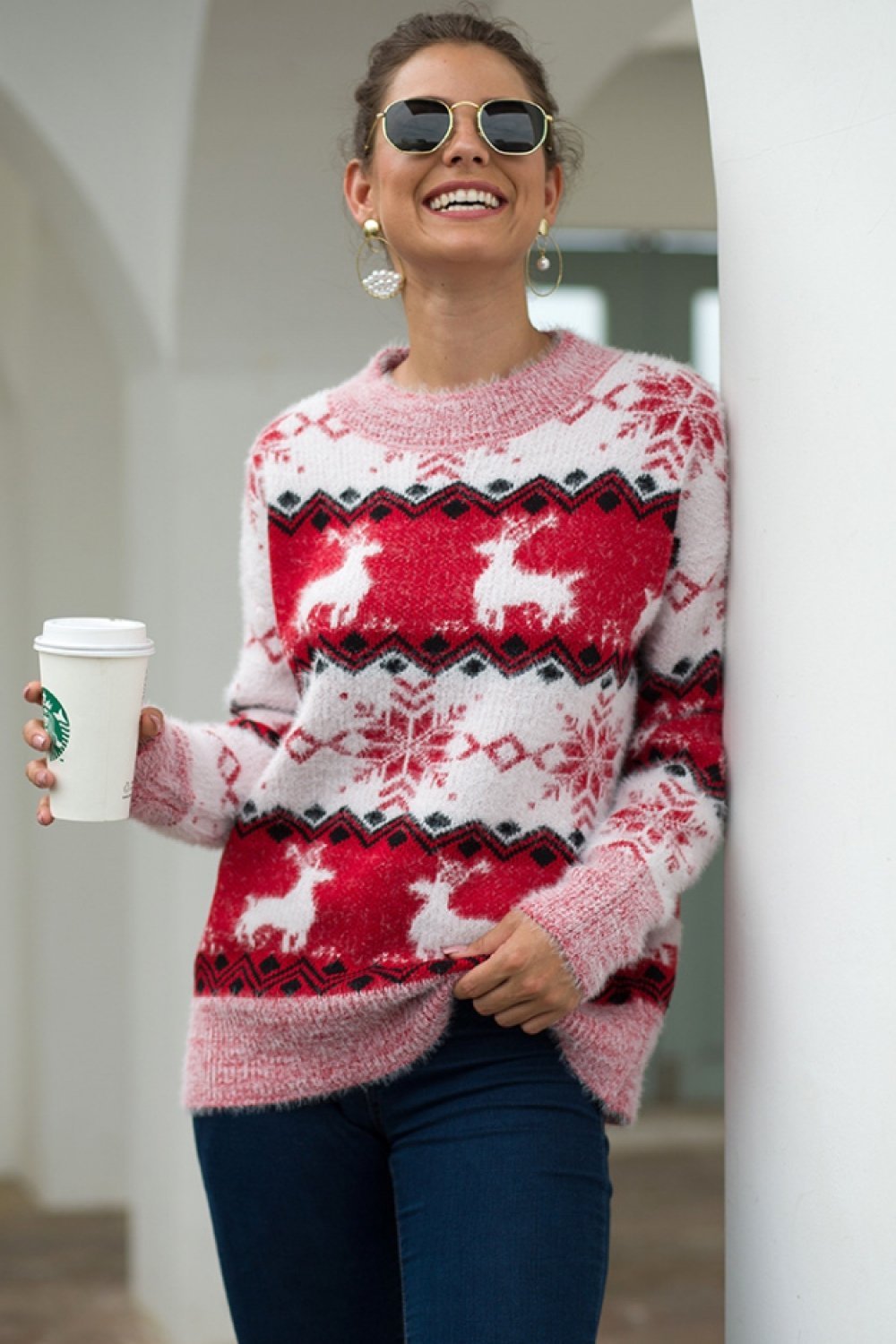 Mirla | Randig Jul Snö Vilt Pullover-Eva Jonsson