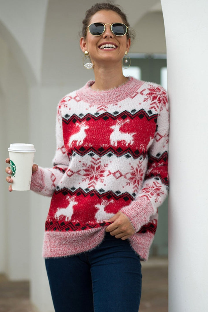 Mirla | Randig Jul Snö Vilt Pullover-Eva Jonsson
