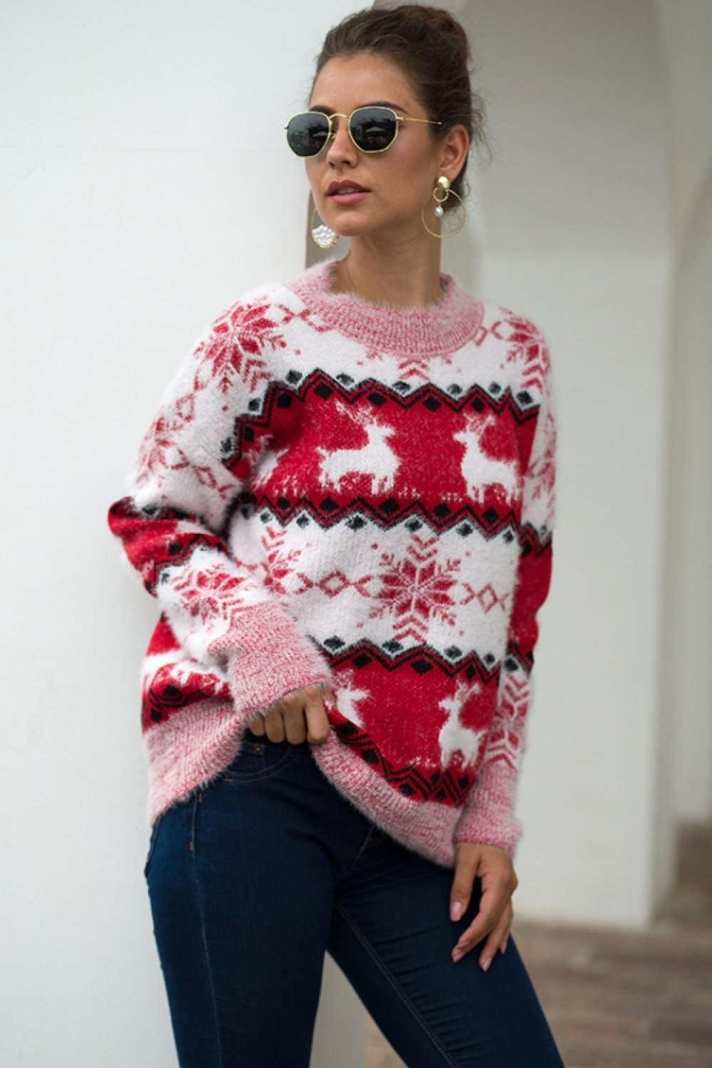 Mirla | Randig Jul Snö Vilt Pullover-Eva Jonsson