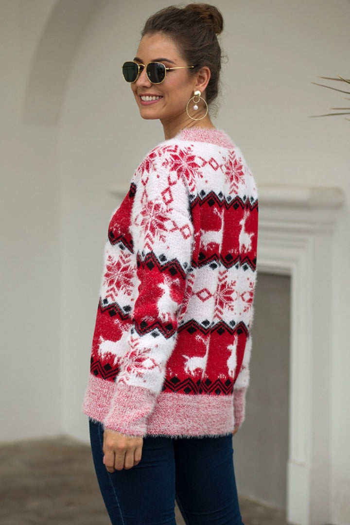 Mirla | Randig Jul Snö Vilt Pullover-Eva Jonsson