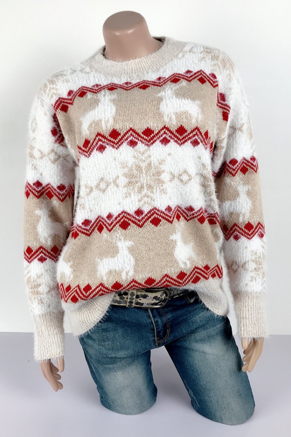 Mirla | Randig Jul Snö Vilt Pullover-Eva Jonsson