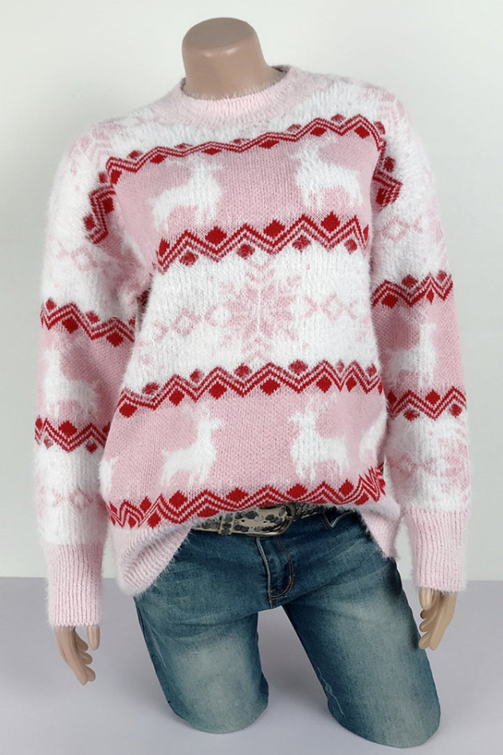 Mirla | Randig Jul Snö Vilt Pullover-Eva Jonsson
