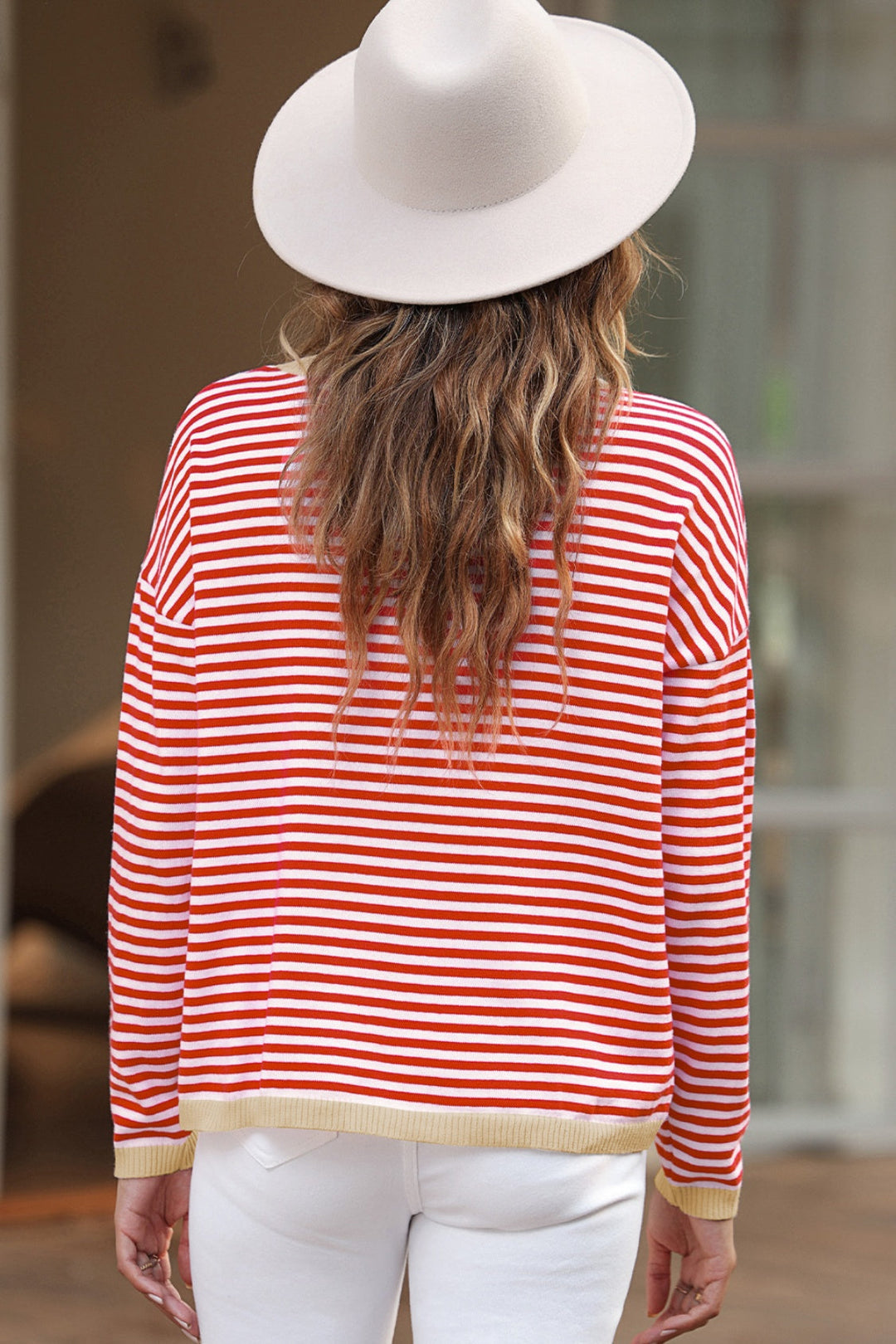 Mirla | Randig Rundhals-Droppaxel-T-shirt-Eva Jonsson
