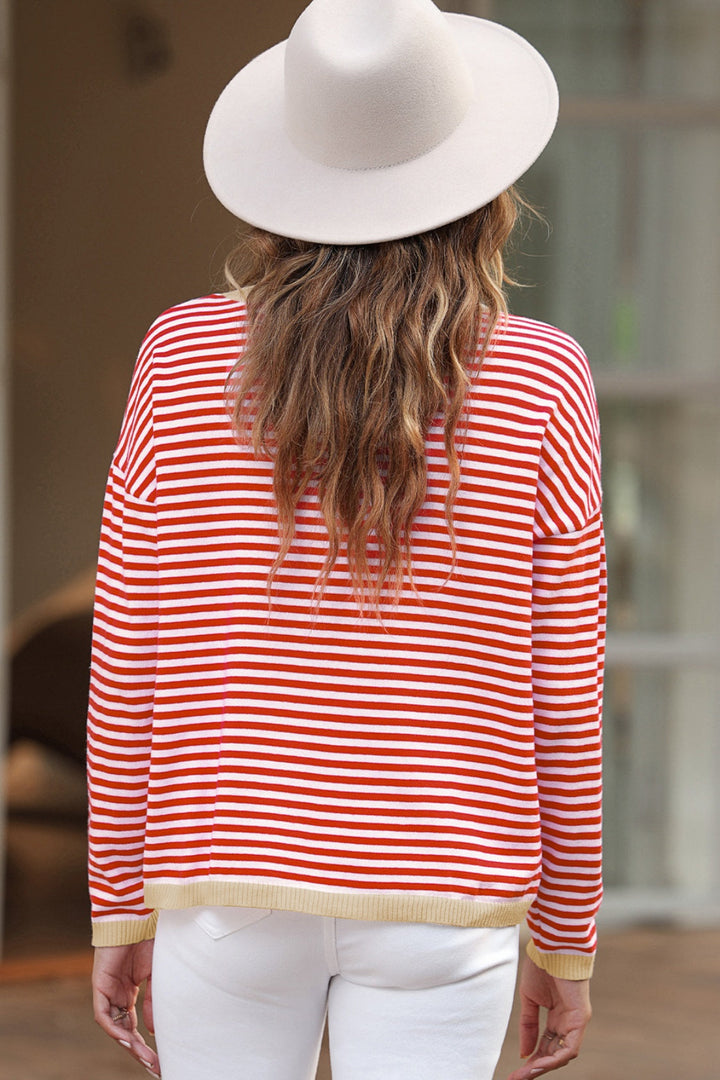 Mirla | Randig Rundhals-Droppaxel-T-shirt-Eva Jonsson