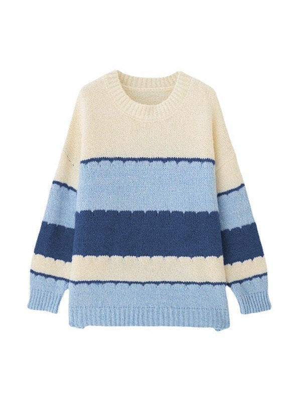 Mirla | Randig Sweatshirt med Rundhalsudskæring-Eva Jonsson