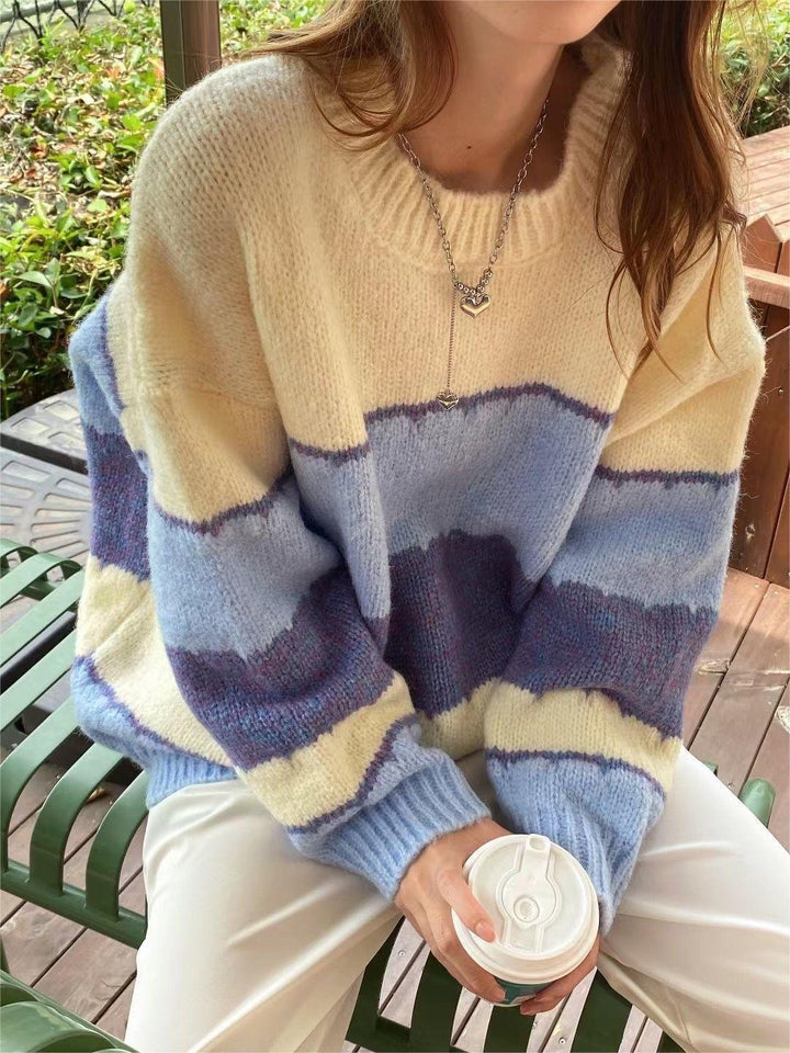 Mirla | Randig Sweatshirt med Rundhalsudskæring-Eva Jonsson