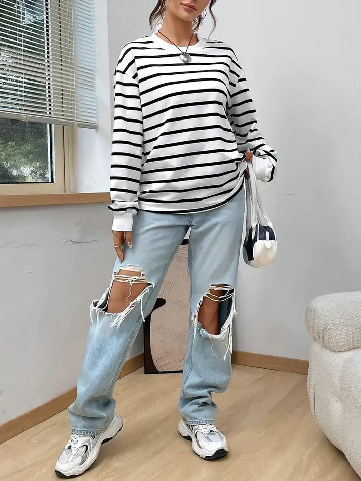 Mirla | Randig sweatshirt för damer-Eva Jonsson