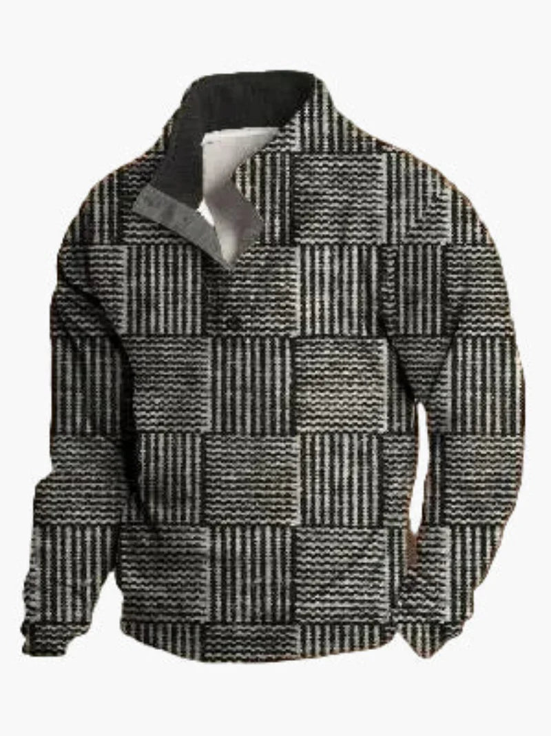 Mirla | Retro Cowboy Sweatshirt med Digitaltryck och Ståkrage - Western Casual Tröja för Utomhus och Fritid-Eva Jonsson